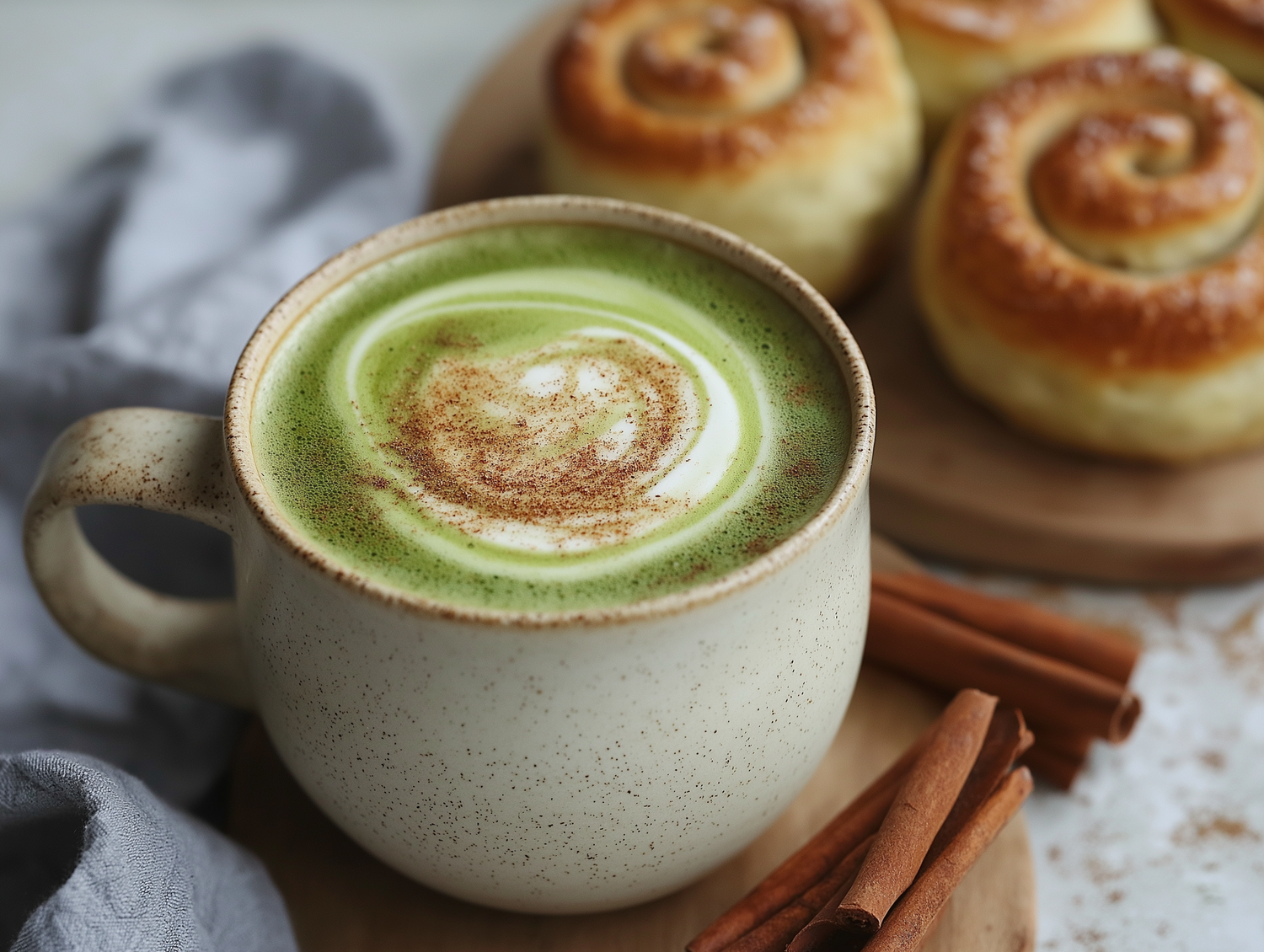 Zimt Matcha Latte