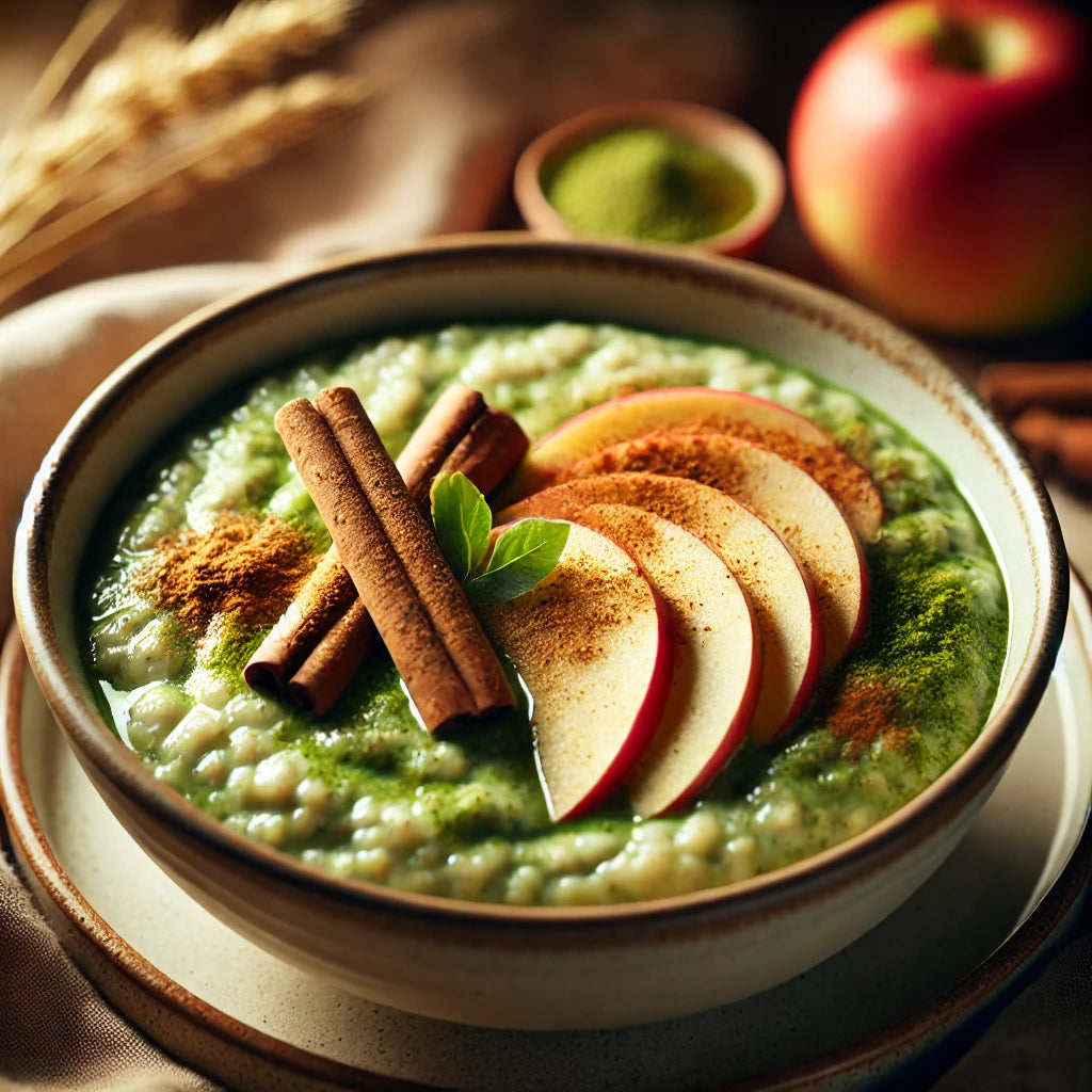 Matcha Apfel Zimt Porridge
