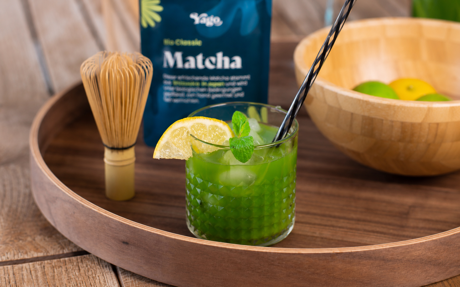 Minzen Zitrus Matcha Eistee